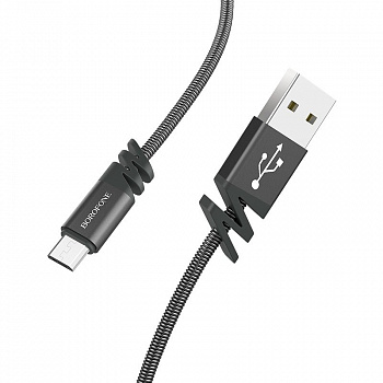 Кабель Borofone BX27 USB - micro USB, 1 м серый